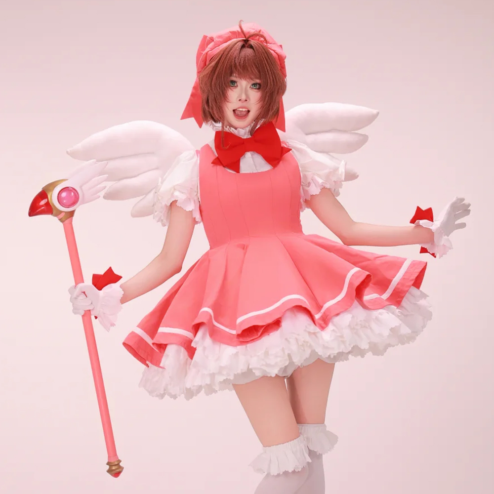 Anime Cosplay Easy - Kinomoto Sakura Cosplay Roze Lolita Jurk