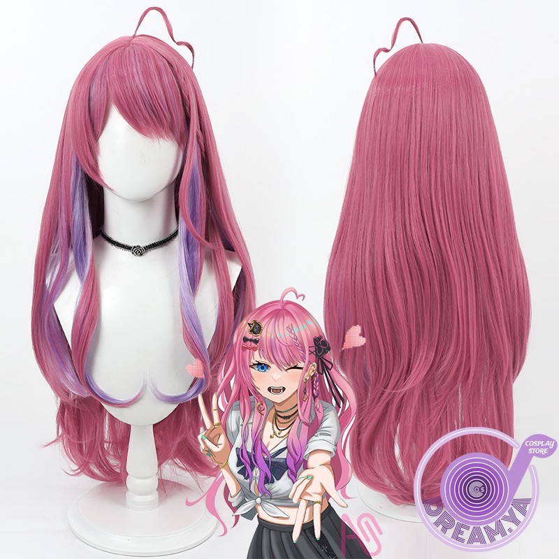 Anime Cosplay Pink - Kuramochi Meruto Cosplay Pruik Vtuber Roze